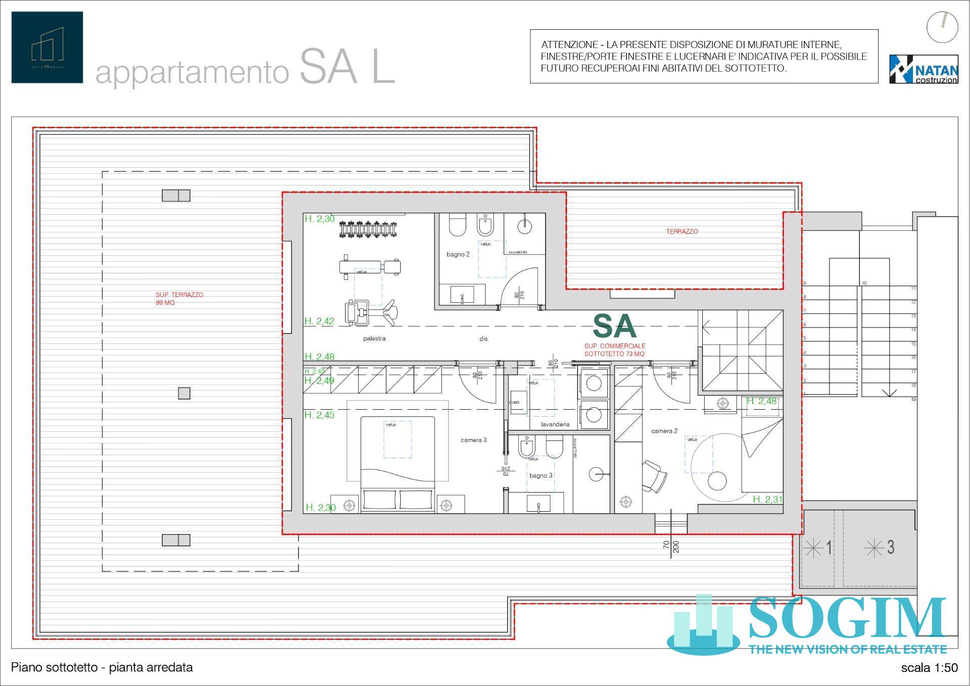 Immagine 8 di Attico in vendita  in Via Boito 98 a Monza